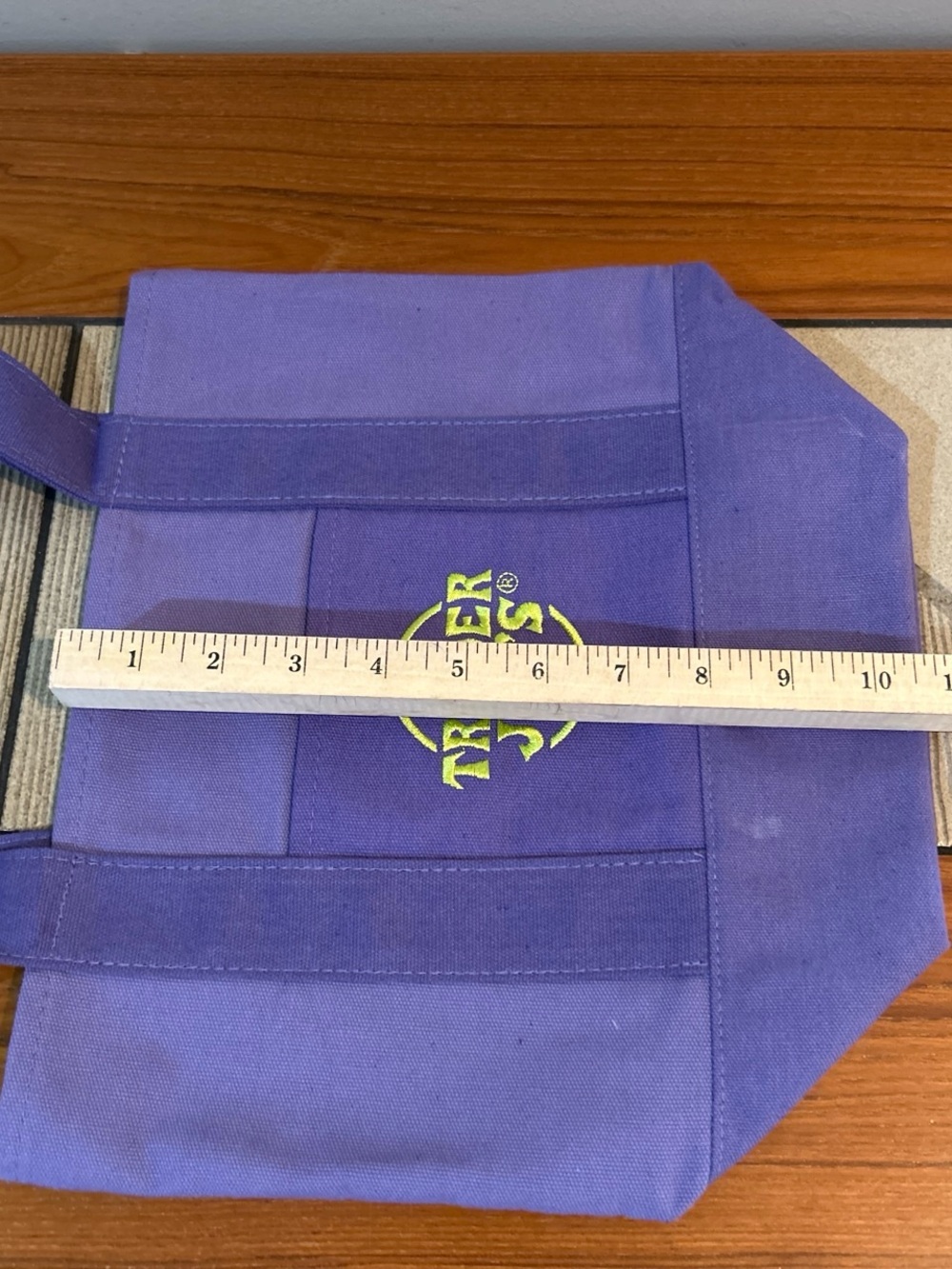 Upcycled Trader Joe's Purple Canvas Tote with Cryptid Patch Accents - Picture 5 of 5